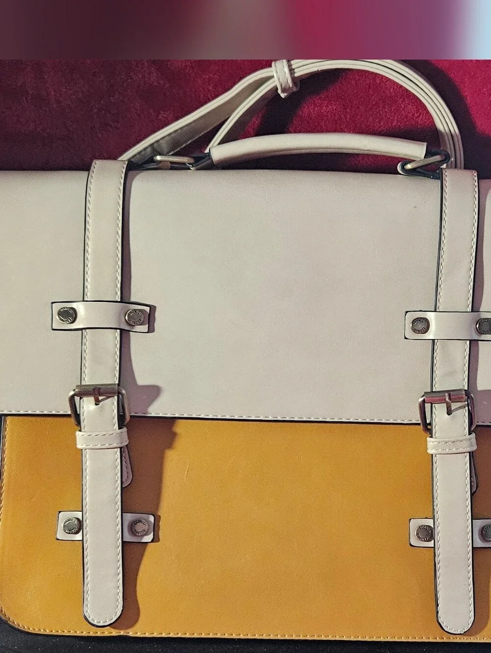 Vintage Ecosusi Unisex Colorblock Laptop/Crossbody/Backpack-Cream/Yellow/Black